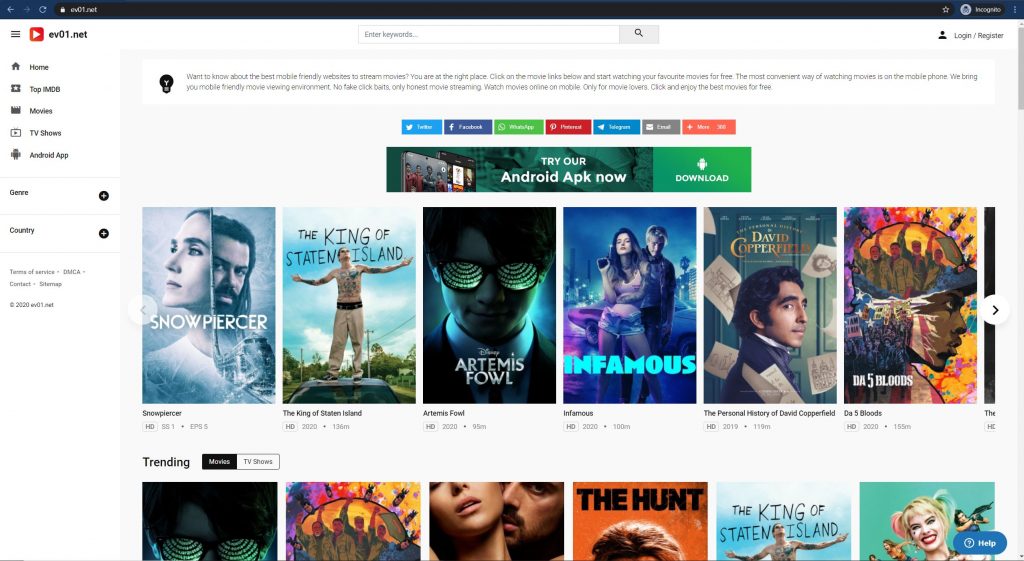 Free Streaming Website for Movies & TV Shows